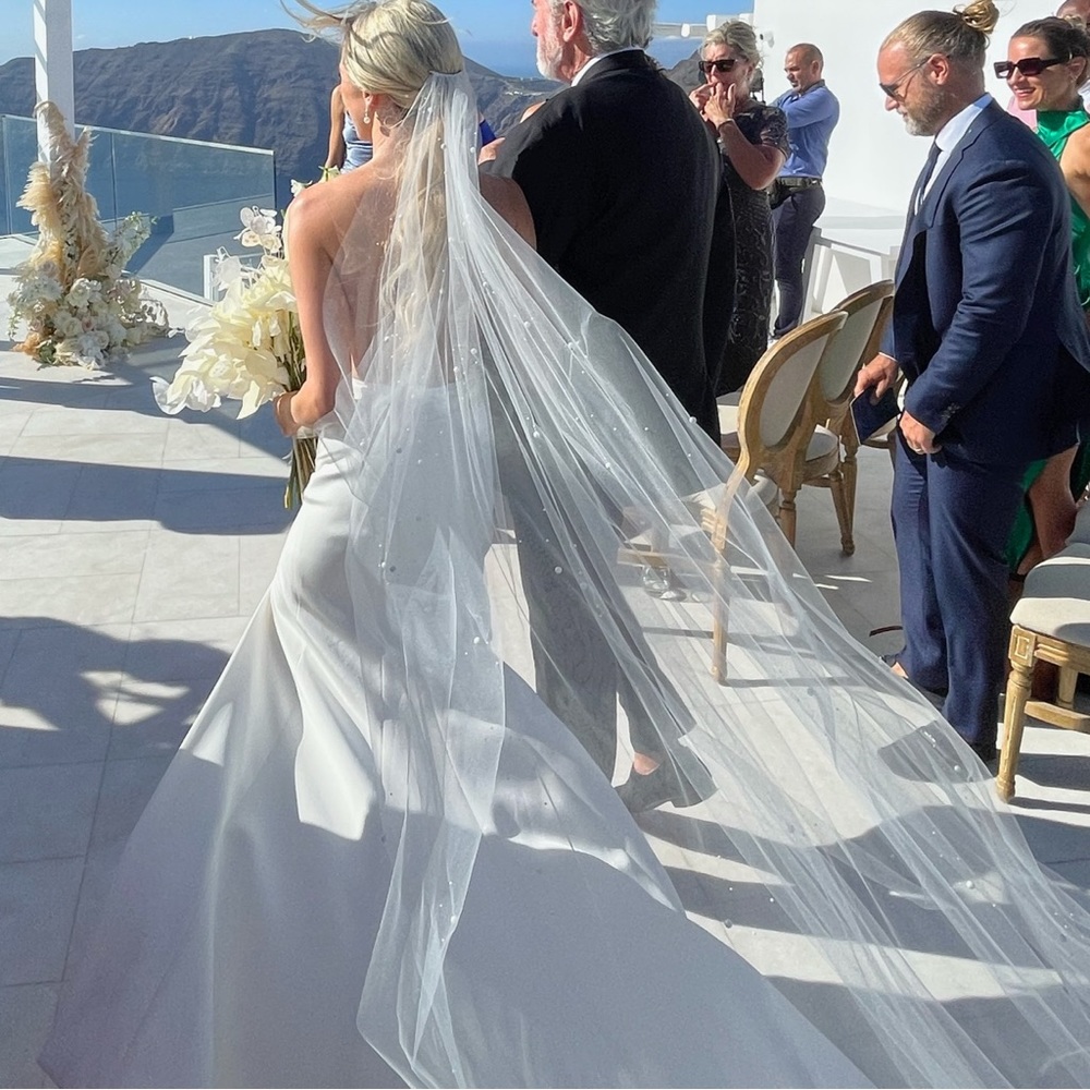 Bridal veil pearl white tulle by PARIS by Debra Moreland